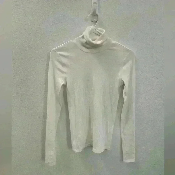 Everlane The Supima Micro-Rib Turtleneck XS White Preppy - Picture 2 of 5